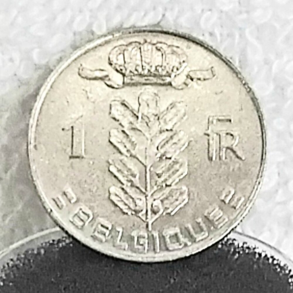 Circulated 1977 Belgium 1 Franc Belgique Bauduin I Coin made of Copper/Nickel!!